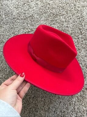 Lack of Color Red Wide-Brim Rancher Hat Size Large